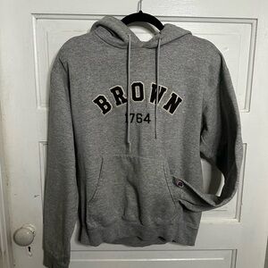 Vintage Gray Champion Hoodie with Brown College Logo